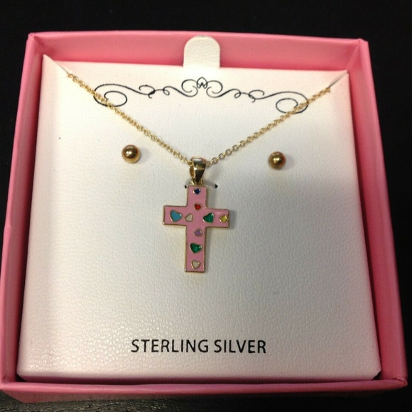 Macy's Children Pink Cross Pendant Necklace Ball
